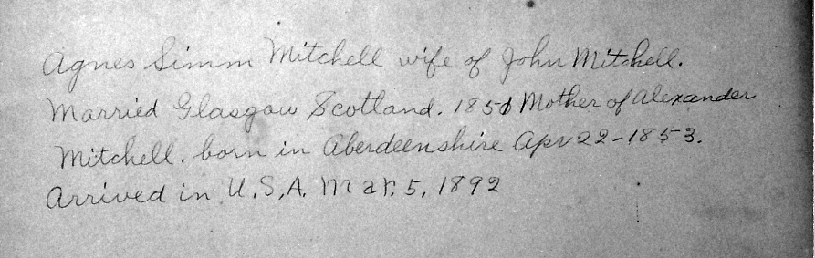 Inscription on back of
portrait